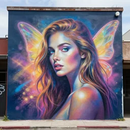 fairy dust as graffiti mural by lee, masterpiece, trending on artstation