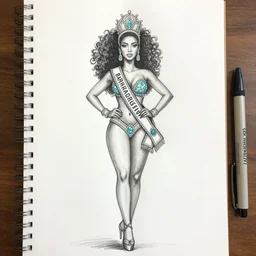 a sketch drawing, brazilian carnival queen, full body by gabo mendoza, trending on artstation