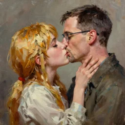 walter white sharing a tender kiss with sans undertale, oil painting, 4 k, trending on artstation cgmatter deviantart