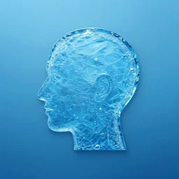 logo icon of a realistic human head made out of water