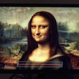 mona lisa face closeup, as a GTA loading screen, gta splash screen, grand theft auto, gta 5, grand theft auto
