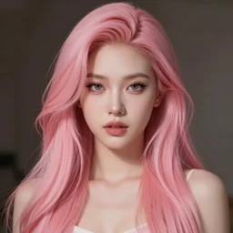 portrait of a beautiful woman with long pink hair, trending on artstation, cinematic composition, detailed, hd, digital art, illustration