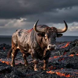 wildlife photography bull made of lava by Emmanuel Lubezki