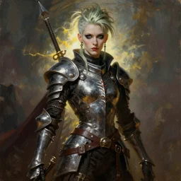 portrait of a skinny punk goth warrior wearing armor by simon bisley, john blance, frank frazetta, fantasy, thief rogue