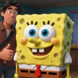 selfie of anthropomorphized spongebob squarepants, fine detailed face, stunning 3 d render inspired art by greg rutkowski and xiang duan and thomas eakes, realistic, highly detailed attributes and atmosphere, dim volumetric cinematic lighting, 8 k octane detailed render, post - processing, masterpiece, vignette, soft focus, vibrant colors