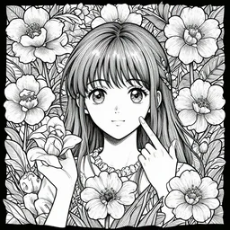 spring flowers, happy and beautiful, by jacdraws and william morris, thick black lineart, anime