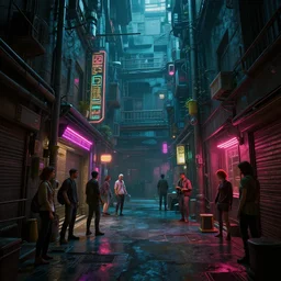 intricate detailed photo environement cyberpunk alley : 4, 4 k rtx hdr volume light concept studio matte painting environement digital illustration style cyberpunk 2 0 7 7 artstation artur tarnowski, mihai muscan, marcin tomalak, marta leydy, marcin stepien, charlotte hughes, zuzanna dabrowa neon bioluminiscence