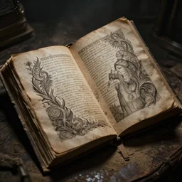 dusty tome of forgotten sins in the style of terese nielsen, steve argyle, intricate, cinematic, dramatic lighting, 8 k resolution, nemesis plea