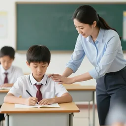a teacher slapping a student in class photo - realistic highly detailed 4 k