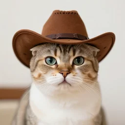 a cat with a cowboy hat on its head by wlop