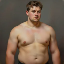 a beautiful painting of a  barechested man, chunky build, trending on artstation