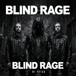 electronic industrial music album cover for a band called blind rage by alan lee and di fate