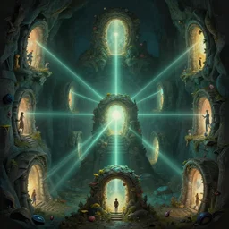 very small tiny portals, wormholes, gates in reality, some with laser beams coming out of them, fantasy art,, alena aenami, petros afshar, noah bradley, anton fadeev, steve henderson, filip hodas, mark keathley, thomas kinkade, phil koch, gilbert williams, mike winkelmann, beeple