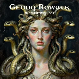 portrait of medusa with many snakes by greg rutkowski in the style of egon schiele