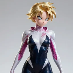beautiful female saiyan in the spider gwen suit, exquisite detail, hyper realism, ornate, voluptuous, exquisite detail, masterpiece, voluptuous, cute face, 4k, art by Donato Giancola and Bayard Wu and WLOP and Artgerm, scars-H 768