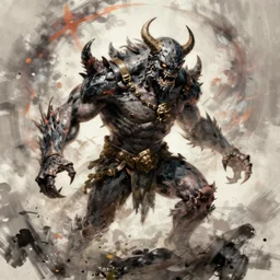 vicious war monster unleashed from spirit realm, digital painting, digital art, devian art, artstation, 4 k, hd