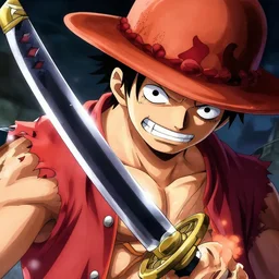 luffy with a katana, close up view, anime art, stunning art, artstation, concept art, by eiichiro oda, cinematic lighting