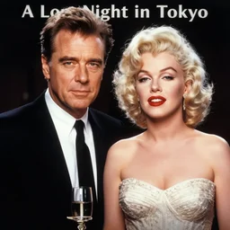 a movie poster for the film a long night in tokyo starring michael caine and marilyn monroe