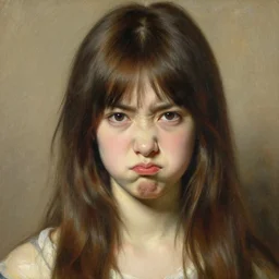 a detailed fine portrait of pouting anime girl, painting by gaston bussiere, craig mullins, j. c. leyendecker