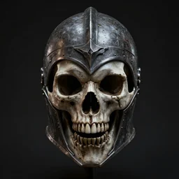 grimdark space knight skull helmet, terrifying, grimdark, photorealistic, closeup, symmetrical, artstation