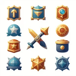 a set of fantasy icons for crafting game, rpg, vector, ui, ux, abstract, stylized, 2 d, very high quality