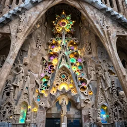 a beautiful 3 d stone carving of an intricate mandelbrot fractal cathedral populated by fractals by android jones, carved soap, colorful scheme, unreal engine, volumetric lighting, dynamic lighting, bright, dramatic lighting, high contrast, carved marble, opalescent, sagrada familia arch, sacred geometry, religious, angelic, catholic punk, stark