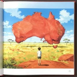 stylized matte concept art of the australia outback, hidari, color page, tankoban, 4 k, tone mapping, akihiko yoshida, clean bright happy adventure