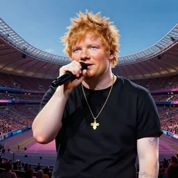 a beautiful 3d matte painting of Ed Sheeran concert in stade de France, photorealistic
