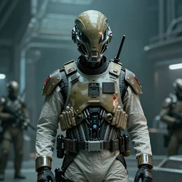 Aphex twin in Alien 5, dressed as a Colonial Marine, by Neill Blomkamp, 2023 4K