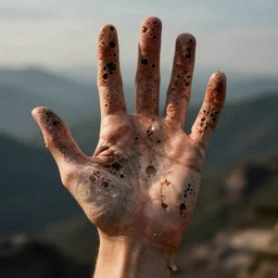 a hand with thousands of holes in it
