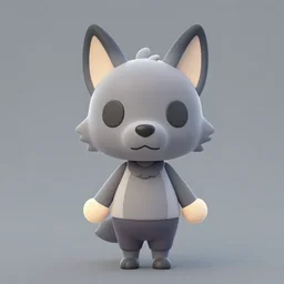a cute chibi werewolf animal crossing villager. animal crossing character. 3 d render, 3 d model rip, simplified design, symmetry, hq, artgerm, arstation,