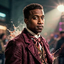 Portrait of Kanye West as willy wonka in gears of war, splash art, movie still, cinematic lighting, dramatic, octane render, long lens, shallow depth of field, bokeh, anamorphic lens flare, 8k, hyper detailed, 35mm film grain