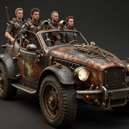 steampunk scavenger car, close up, quint buchholz, wlop, dan mumford, artgerm, liam brazier, peter mohrbacher, raw, featured on artstation, octane render, cinematic, rugged, intricate, 8 k