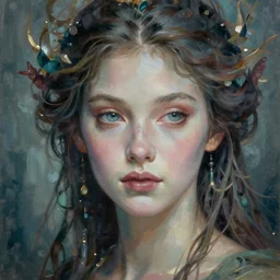 portrait of a beautiful ocean goddess, graceful, esoteric, muted colors, head in focus, fantasy art, ocean aesthetics, intricate, elegant, highly detailed hyperrealistic painting, artstation, concept art, painterly, sharp focus, illustration, beautiful art by hans jokem bakker and ives freya