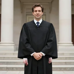 photo of a french lawyer wearing a formal court dress, contemporary, color