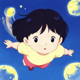 portrait of a young girl floating in space, colorful, cute face by ( ( mai yoneyama ) ), ilya kuvshinov, yoshinari yoh, katsura masakazu, dynamic pose, kyoani, flat nose, rounded eyes, illustration, anime poster, halftone shading, mads berg