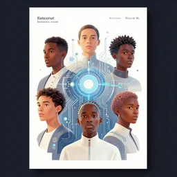 a poster of a group of people, an album cover by kilian eng, behance contest winner, afrofuturism, circuitry, artwork, adafruit