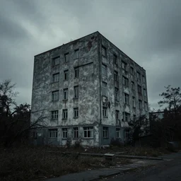 a building in a landscape, psychotic