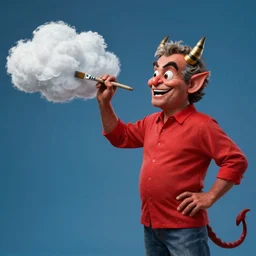 bob ross beating the devil out of a cloud with a paint brush, trending on artstation, digital art, highly detailed, smooth