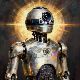 portrait of a droid by greg rutkowski in the style of egon schiele