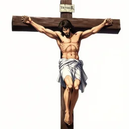 Jesus hanging on the cross in the style of Berserk by Kentaro Miura