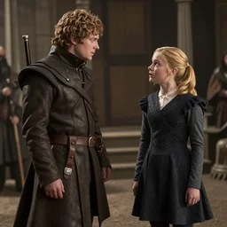 Dexter from Dexter's Labratory murdering Dee Dee in the style of game of thrones in the style of The Defence of Rorke's Drift Alphonse de Neuville