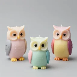 3 d, modern, plastic, pastel owl candle melting by salvador dali and jeffrey smart