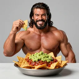 nacho man Randy Savage. Macho man nachos ad, slathered in salsa and guacamole