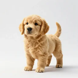 topiary shaped like a golden retriever puppy, studio photography, full body, isolated on a pure white background, centered, entire subject in frame, sharp focus, soft studio lighting