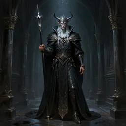 an oriq mage from strixhaven in a dark iron hallway, d & d, fantasy, intricate, cinematic lighting, highly detailed, digital painting, artstation, concept art, smooth, sharp focus, illustration, art by artgerm and greg rutkowski and alphonse mucha