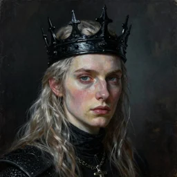 the portrait of!!!!!!!!!! hunter!!!!!!!!!! schafer in black wax crown by roberto ferri, dark fantasy, witcher, very detailed oil painting, masterpiece, 8 k