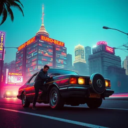 funky 8 0 s eurobeat album cover, album cover, realistic, hdr, clear image,