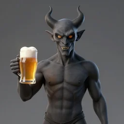 satan holding a beer in each hand