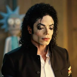 portrait of michael jackson in the style of justin roiland. cinematic lighting. style of rick & morty. photographic, photography. by justin roiland
